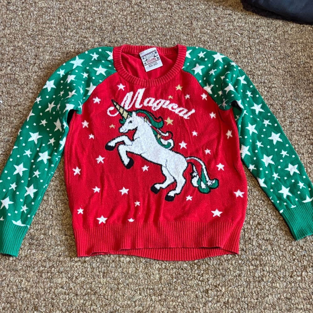 Red and Green Unicorn Sweater